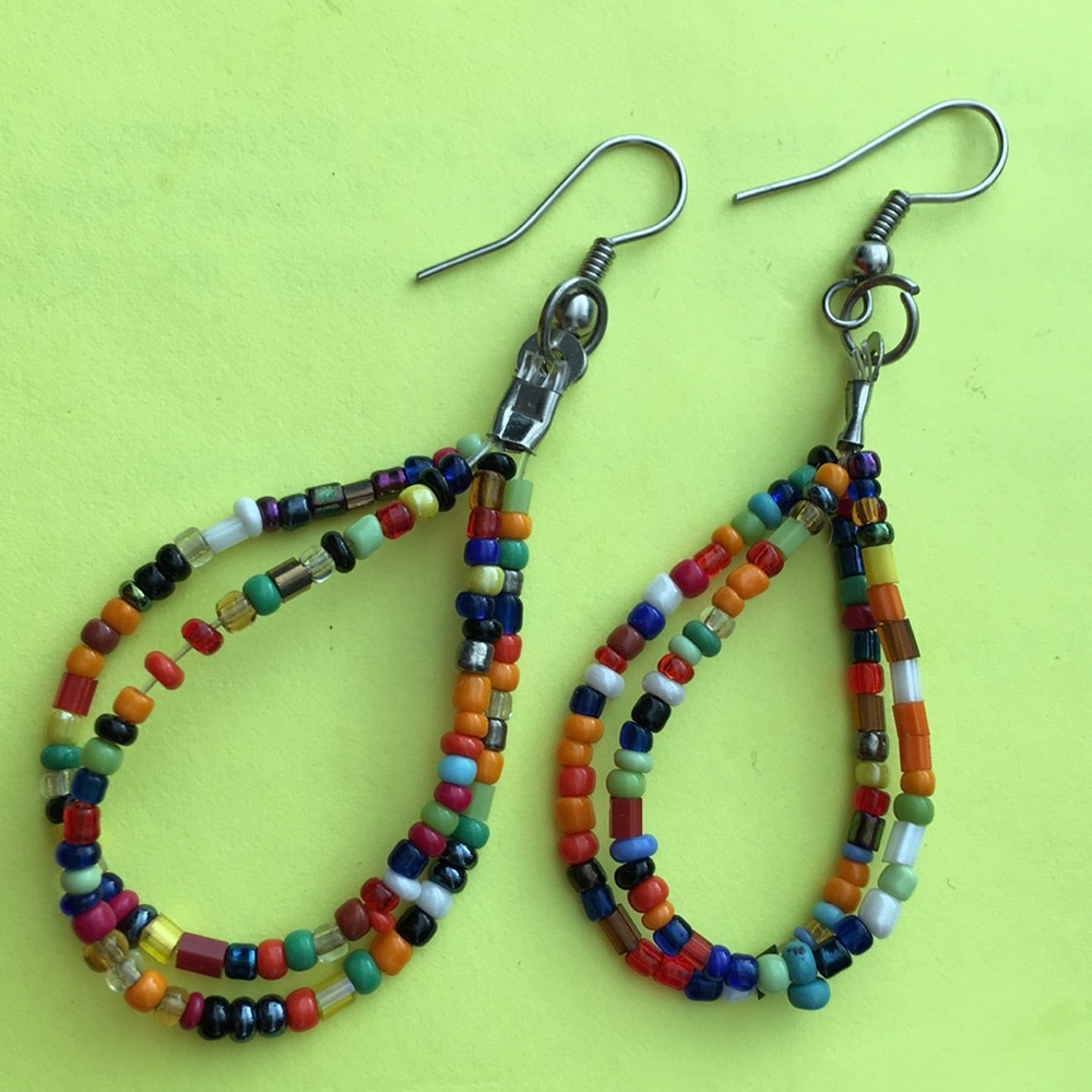 Anthropologie Rasta beaded bob Marley earrings